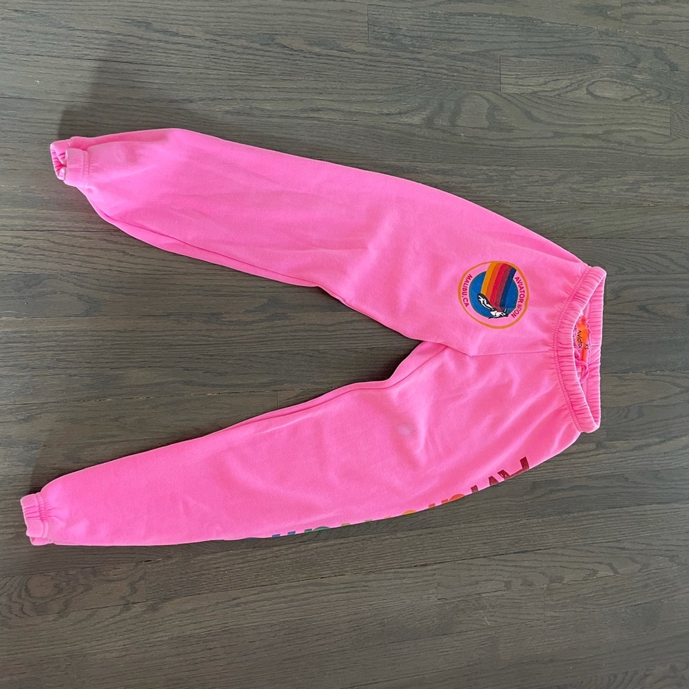 neon pink aviator nation sweatpants
